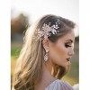 Sweetv Barrette de mariage or rose avec strass - Peigne de mariée fait à la main - Pour femme