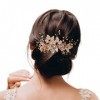 SWEETV Peigne pour cheveux de mariage fait à la main Perle feuille florale Accessoires de cheveux de mariée pour mariée et de