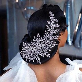 AMORARSI Peigne à cheveux de mariage en cristal avec perles et strass pour femme et fille argent 