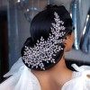 AMORARSI Peigne à cheveux de mariage en cristal avec perles et strass pour femme et fille argent 