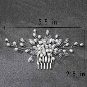 Mayelia Peigne à cheveux de mariée avec perles et cristaux pour femmes et filles argenté 