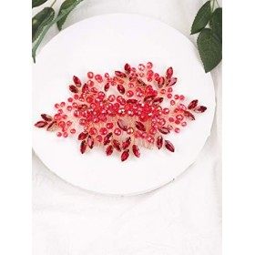 Anglacesmade Peigne à cheveux en cristal rouge rubis pour mariée - Accessoire de cheveux pour femme et fille rouge 