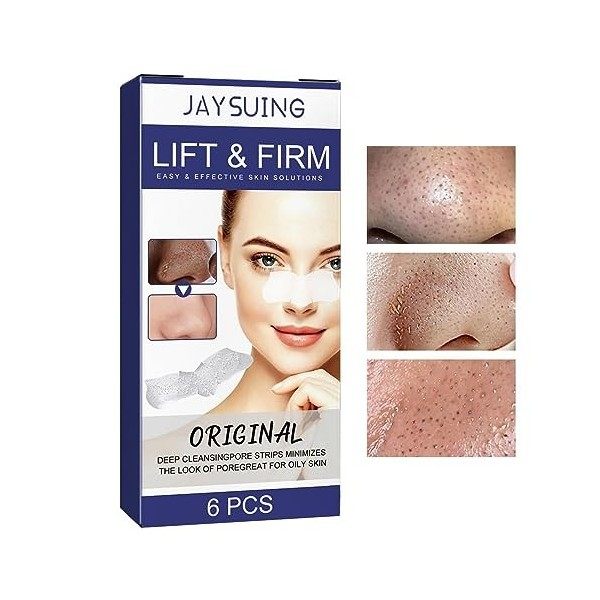 Bandelettes nasales nettoyantes en profondeur, 6 dissolvants de pour toutes les peaux, Minimiseur de pores profonds, désobstr...