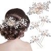 5 Peignes de Cheveux Latéraux en Perle Peigne à Cheveux en Cristal Épingles à Cheveux Forme de U de Mariage Mariée Accessoire