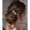 Unicra Peigne à cheveux en forme de fleur argentée avec perles et cristaux pour femme et fille