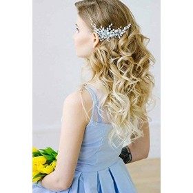Simsly Accessoire à Peigne de Cheveux Mariage Peigne à cheveux en cristal pour mariée d’opale blanche et cristaux accessoire 