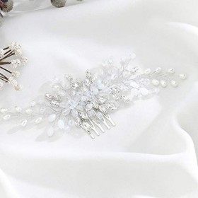 Simsly Peigne à Cheveux de Mariage de Strass Accessoires de Cheveux de Mariée en Cristal dArgent Mariée Peigne Mariage Éléga