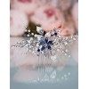 Anglacesmade Peigne à cheveux pour mariée en cristal saphir bleu avec perles et feuilles marquise - Accessoire pour cheveux p