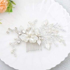 Ushiny Flower Peignes à cheveux de mariage en cristal Headpiece Perle Accessoires de cheveux pour les femmes et les filles