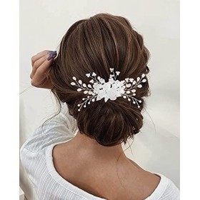 Edary Peigne à cheveux pour mariée - Fleur en cristal argenté - Accessoire de cheveux pour femme et fille