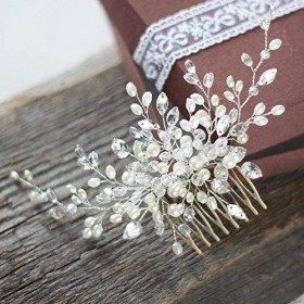 Kercisbeauty Bijou, accessoire de cheveux - vintage, cristaux, perles, fleurs et peigne - Cheveux longs, bouclés, chignon -Po