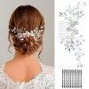 Mariée Mariage Peigne à Cheveux Bijoux Epingle à Cheveux Cristal Accessoires de Cheveux pour Femme Fille Soirée Argenté 