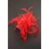 Red Looped Fabric and Feather Fascinator on a clear comb