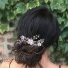 Edary - Peignes à cheveux argentés pour mariée avec fleurs et strass - Accessoires pour cheveux pour femme et fille