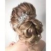 Unicra Peigne à cheveux de mariée avec cristaux opales et feuilles argentées - Accessoire pour cheveux pour femme et fille