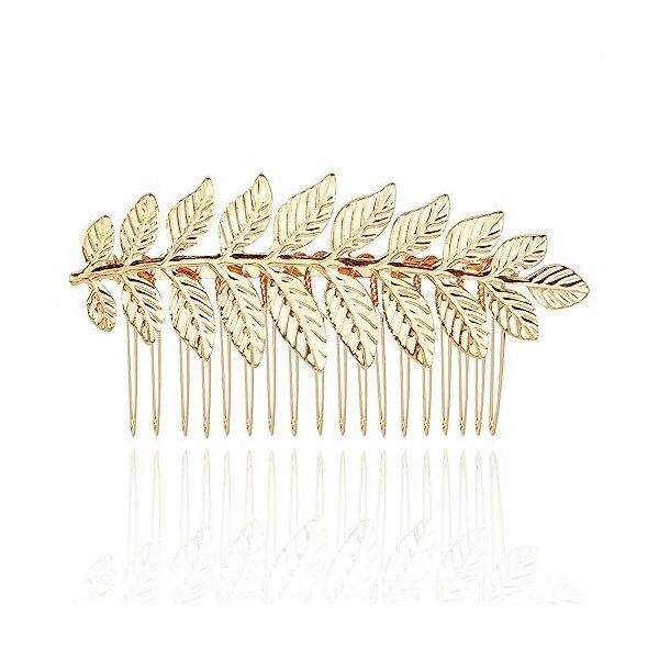 Yean Peignes à cheveux de mariée en forme de feuille - Accessoires de cheveux dorés pour femmes et filles