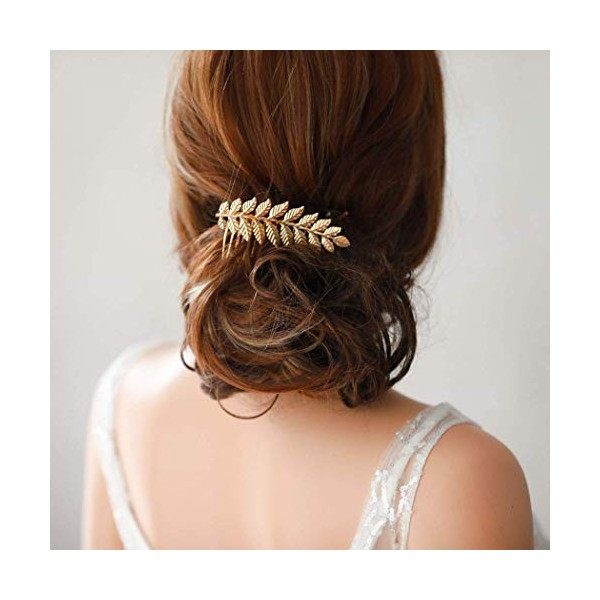 Yean Peignes à cheveux de mariée en forme de feuille - Accessoires de cheveux dorés pour femmes et filles