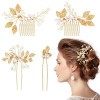 4 Pièces Accessoires Cheveux Mariage,Peigne Cheveux, Pinces à Cheveux Perle de Mariée de U Bijoux Cheveux Mariage en Pétale C