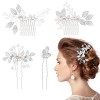 4 Pièces Accessoires Cheveux Mariage,Peigne Cheveux, Pinces à Cheveux Perle de Mariée de U Bijoux Cheveux Mariage en Pétale C