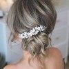 Ushiny mariage fleur peignes à cheveux argent perle coiffes cristal tête peigne mariée cheveux accessoires pour femmes et fil