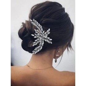 Yean Peigne à cheveux de mariage avec strass - Accessoire pour mariée et demoiselle dhonneur - Argenté