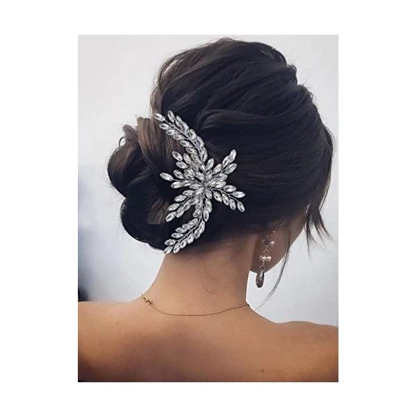 Yean Peigne à cheveux de mariage avec strass - Accessoire pour mariée et demoiselle dhonneur - Argenté