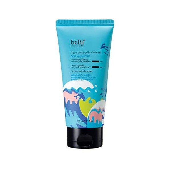 Belif Aqua Bomb Jelly Cleanser 160ml | Nettoyant visage pour | Mousse nettoyante, Hydratation, Beauté proprePeaux sèches, 5.4...