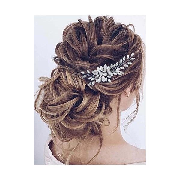 Runmi Mariée Mariage Peigne à Cheveux Cristal Accessoires de Cheveux Épingles à Cheveux Argentées pour Femme et Fille