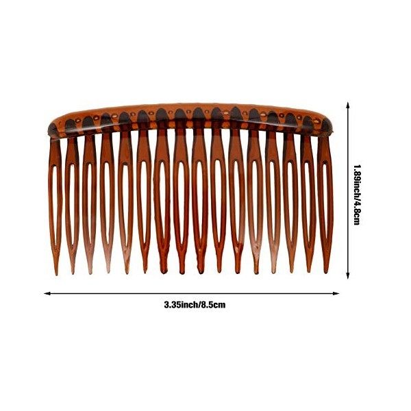 SUSSURRO 8 Pcs Peigne à Cheveux Décoratifs en Plastique 16 Dents Peignes Chignon Latéraux Créatifs Accessoires Marron Foncé p