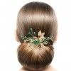 Accessoires de cheveux de mariage pour mariée, feuilles de cristal, peigne à cheveux vintage doré vert émeraude, strass pour 