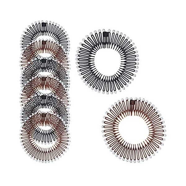 LEEQ serre tete - 8 Pièces Peigne Extensible Full Circle Peigne Circulaire en Plastique Peigne à Cheveux Extensible Bandeau S