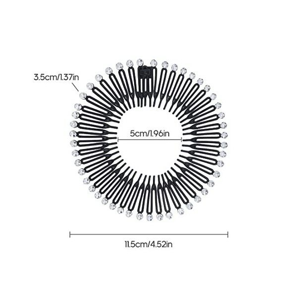 LEEQ serre tete - 8 Pièces Peigne Extensible Full Circle Peigne Circulaire en Plastique Peigne à Cheveux Extensible Bandeau S