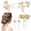 Bijou de Cheveux Mariage, 5 Pièces, Peigne Cheveux Mariée, Broche Cheveux Mariage, Ornements de Cheveux de Mariage, Épingles 