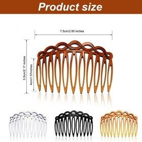4 Pièces Peignes Latéraux Français Pince à Peignes à Cheveux Dents Pince à Peignes à Cheveux en Plastique Peigne de Voile de 