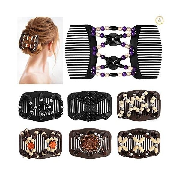 Dadabig 7 Pcs Peigne Magique, Peigne Magique Cheveux Pour Pinces À Cheveux ÉLastiques Magiques, Peigne Magique En Bois Pour F