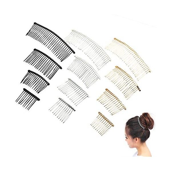 12pcs Peigne Chignon Peigne Voile Peignes À Cheveux Mariage En Métal Peigne Chignon Cheveux Mariage Voile Côté Peigne Decorat