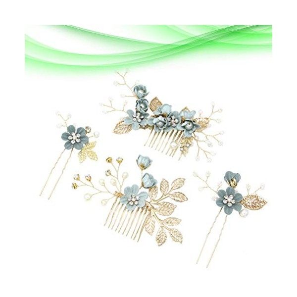 Tomaibaby 4 Pcs Chapeaux Ensemble Greenflower Perle Cristal De Mariée Peigne À Cheveux De Mariage Épingle À Cheveux Casque Ch