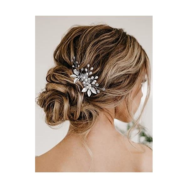 Vakkery Peigne à Cheveux De Mariage En Perles Accessoires De Cheveux De Mariée En Argent Pour Femmes Et Filles