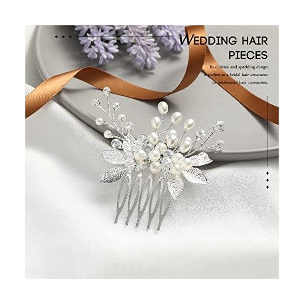 Vakkery Peigne à Cheveux De Mariage En Perles Accessoires De Cheveux De Mariée En Argent Pour Femmes Et Filles