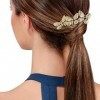 Lot de 6 Peignes Latéraux pour Cheveux Vintage Femmes Décoratifs, Pinces à Cheveux en Métal avec Strass en Perles Dorées Rétr