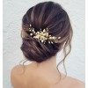 Zoestar Peigne à cheveux pour mariée avec fleurs et perles - Accessoires pour cheveux pour femme et fille or rose 