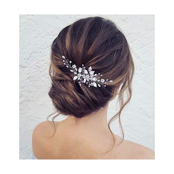 Zoestar Peigne à cheveux pour mariée avec fleurs et perles - Accessoires pour cheveux pour femme et fille or rose 