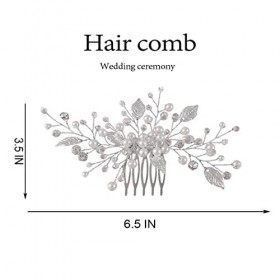 Mayelia – Peigne à cheveux en forme de feuille avec perles en cristal argenté de mariage pour femme et fille