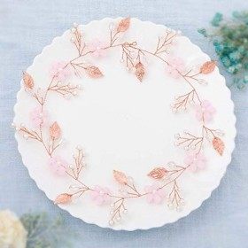 Handcess Accessoire de cheveux pour femme avec décorations de feuilles de vigne, fleurs, perles et opales pour mariage Doré r