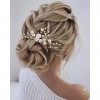 Edary - Peignes à cheveux de mariée en forme de fleur avec cristaux dorés et perles roses pour femmes et filles doré 