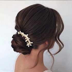 Simsly Peigne à cheveux de mariage avec perles et cristaux, bijou de mariée scintillant sur les côtés, peigne à cheveux pour 