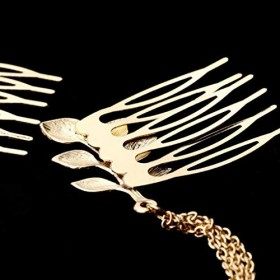 Gold Leaves 3-couches Chains Double Peigne Pour Cheveux Pince à Cheveux Pince à Cheveux Bijoux de Cheveux Utile et Pratique