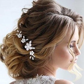 Flayem mariage épingles à cheveux Bridal fleur accessoires de cheveux brides et demoiselles dhonneur Silver Crystal Hair Cli