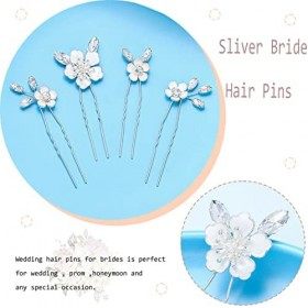 Flayem mariage épingles à cheveux Bridal fleur accessoires de cheveux brides et demoiselles dhonneur Silver Crystal Hair Cli