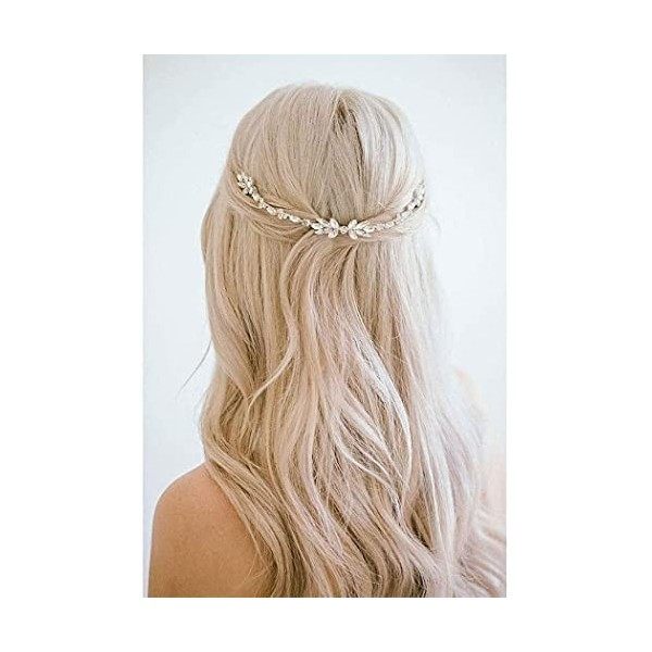 Rosy Bridal Peigne à cheveux en cristal avec fleurs et strass pour femme et fille Or rose